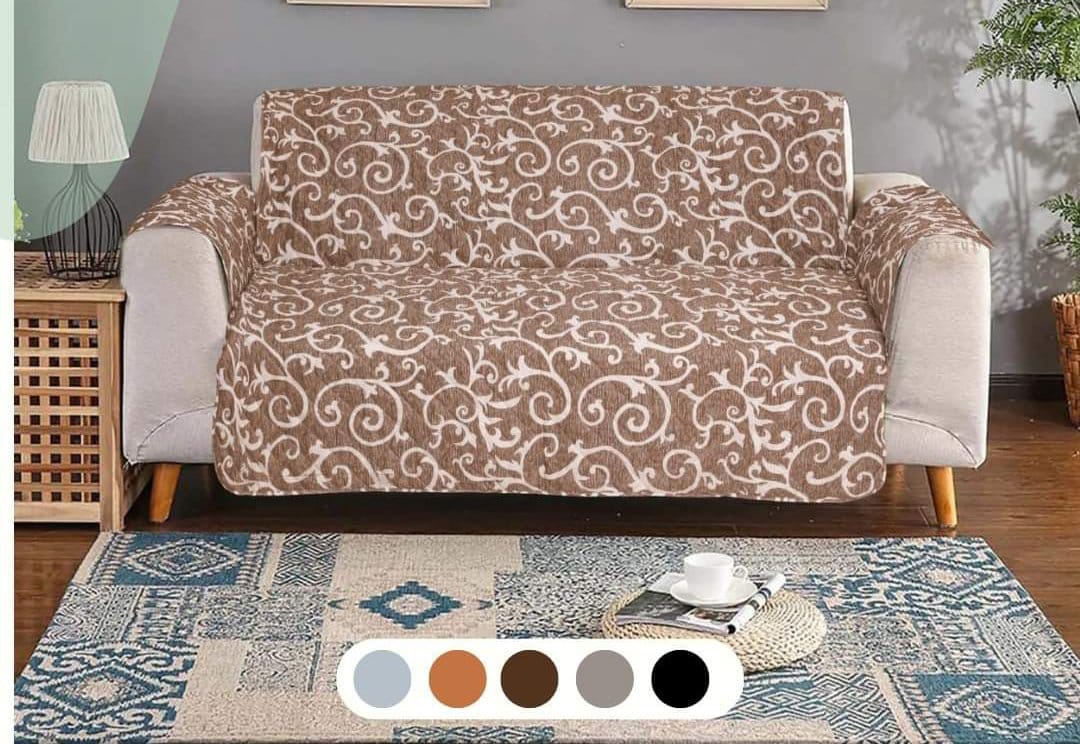 Cotton Quilted Printed Sofa Cover ( Copper Print)